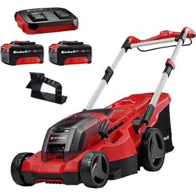 Einhell Professional Accu Grasmaaier GP-CM 36/450 BL Kit - Power X-Change - 36 V/Li-ion - Maaibreedte: 38 cm - Aanbevolen gazonoppervlakte: tot 450 m² - Maaihoogte: 25-75 mm - Incl. 2x 4.0 Ah Accu en 1x DUO-lader