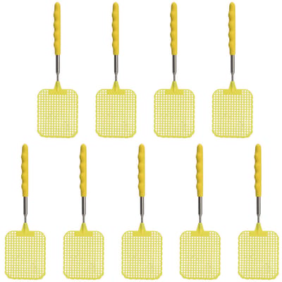 9 PIÈCES Tapette à Mouches Rétractable Télescopique Extensible Tapette à Mouches Outil Anti-Nuisibles Moustiques yellow