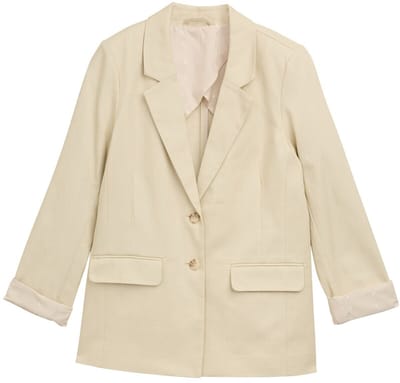 Tom Tailor - Regular fit blazer van keperstof - Maat 36 - champagne