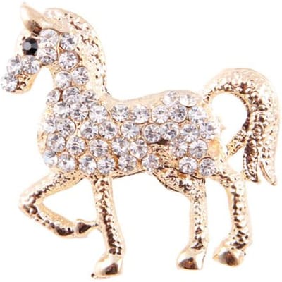 Mode Strass Dier Paard Broche Spelden Metaal Kristal Corsage Pak Shirt Kraag Luxulry Broches Sieraden Accessoires white