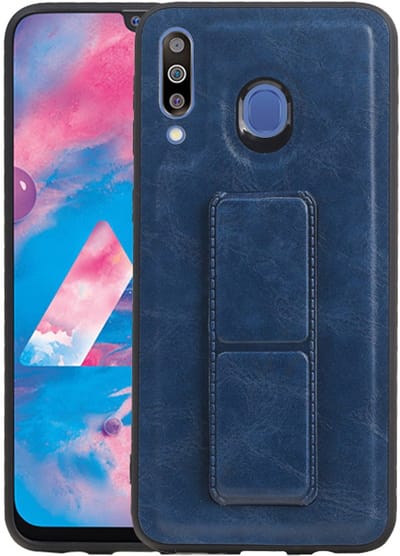 Grip Stand Hardcase Backcover - Telefoonhoesje - Achterkant Hoesje - Geschikt voor Samsung Galaxy M30 - Blauw
