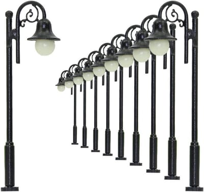 10x LED Straatlantaarns 50mm Modelspoor Verlichting Schaal N/TT Warm Wit