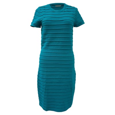Michael Kors mini-jurk van stretchstof met ruches en strepen in turquoise viscose