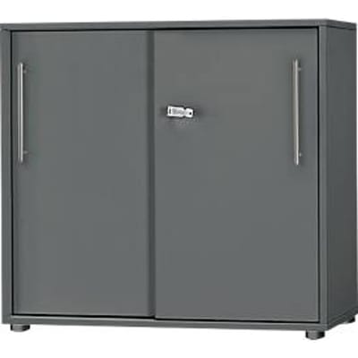 Schäfer Shop Select Start Off schuifdeurkast, 2 OH, afsluitbaar, B 800 x D 420 x H 788 mm, hout, grafiet/grafiet