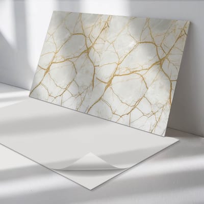Wallfluent Vinyl Wandpaneel - Elegant marmerpatroon PVC Muurpaneel - 100 cm x 50 cm - Wit PVC wandpaneel - 1 stuk - Rechthoekig Wandbekleding Vinyl - Texturen Wandpaneel - Zelfklevende Wandbekleding - Wandpaneel Keuken en Badkamer