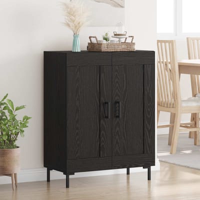 vidaXL Dressoir Zwart Eiken 69,5 x 34 x 90 cm Gemonteerd hout en ijzer
