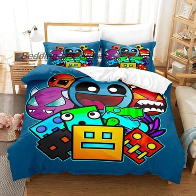 Hip Hop Boze Geometry Dash Beddengoed Set Eenpersoons Twin Volledig Queen King Maat Bedset Spel Slaapkamer Dekbedovertrek Sets Anime Bed 70x133cm 2pcs