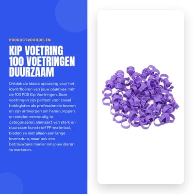 Dailygoods- Voetring Duurzaam Kunststof - Identificatie Ringen - Pluimvee Markering - Geschikt voor Eenden/Kippen - 100 Stuks - Slijtvast Materiaal - Pluimvee Ring