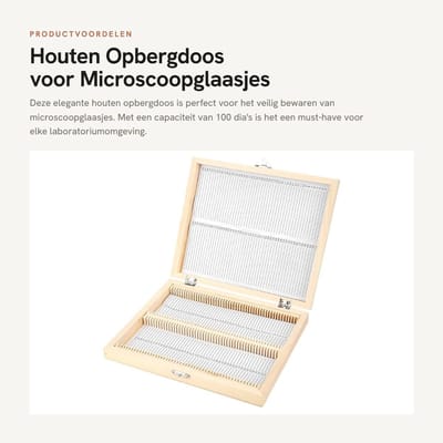 Dailygoods- Opbergdoos Houten - Opbergdoos met slot - Opslag voor microscoopglaasjes - Bewaarcapaciteit 100 dia's - Afmetingen 22,8 x 18,8 x 3,5 cm - Ademend en niet giftig - Dia-doos