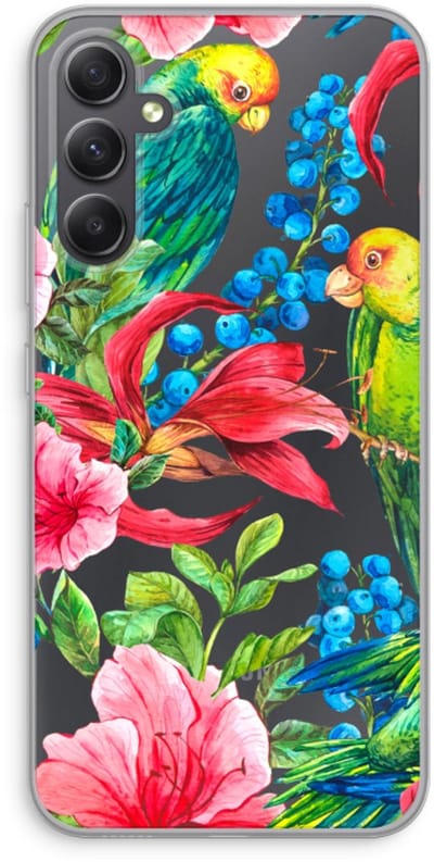 Case Company® - Hoesje geschikt voor Samsung Galaxy A34 hoesje - Papegaaien - Soft Cover Telefoonhoesje - Bescherming aan alle Kanten en Schermrand