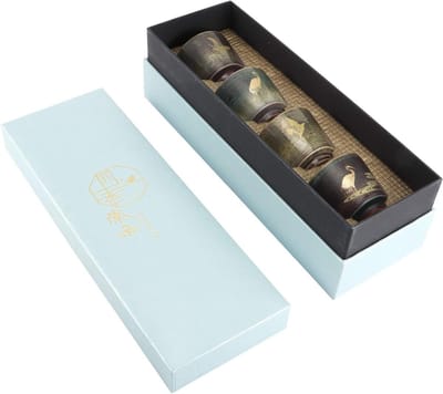 Retro Theeservies Set van 4 Stuks - Keramische Koffiekopjes in Japanse Stijl voor Kung Fu Theeceremonie en Drinkwaren