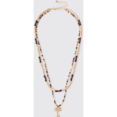 Palm Tree Beaded Necklace | Gold