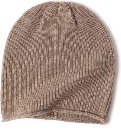 Hommard Cashmere Rib Stitch Beanie, 100% Cashmere, Kasjmier, Zacht, Warm,heren, dames, unisex, Camel
