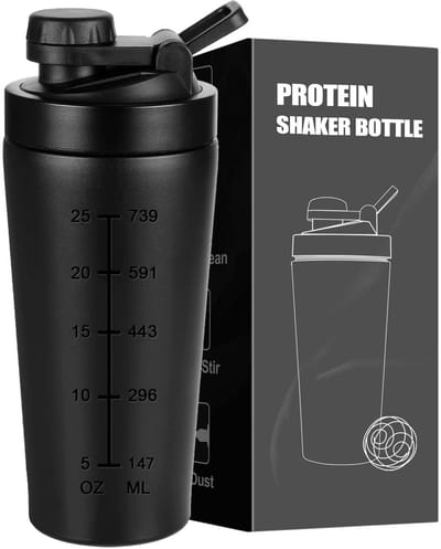 Dailygoody - roestvrijstalen proteïne shaker - eiwitshaker - geen slechte geur - 900 ml - fitnessfles - ideaal voor dieet en fitness shakes