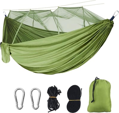 Hangmat met klamboe lichtgewicht dubbele en enkele draagbare nylon 2-persoons hangmatten - voor reizen buiten wandelen backpacken picknick strand tuin - 102 x 55 inch