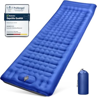 Zelfopblazende Slaapmat 12 cm Dik - Luchtbed met Ingebouwde Voetpomp en Kussen - Waterdicht en Compact voor Kamperen en Wandelen