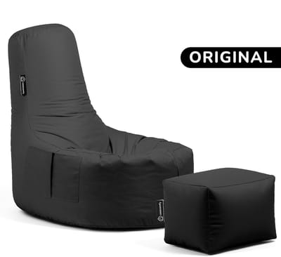 Casacomfy Gamer Original - Zitzak met Voetbankje - Volwassenen & Tieners - Ergonomisch - Waterbestendig - Zwart