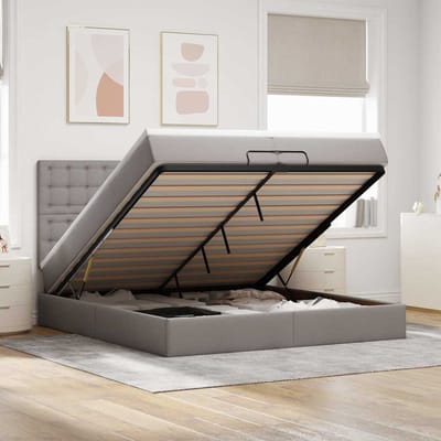 vidaXL - Ottoman - bed - met - matrassen - 200x200cm - stof - taupe