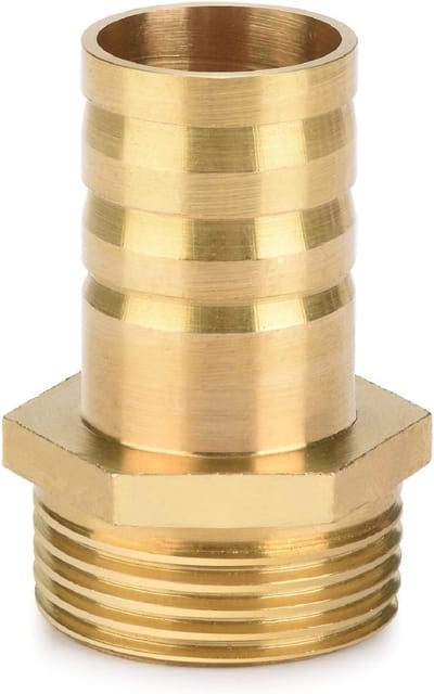 Messing tuinslangadapter 3/4 inch AG naar 3/4 inch uitloop (19mm) voor eenvoudige aansluiting en lekkagevrije verbinding, 1 stuk