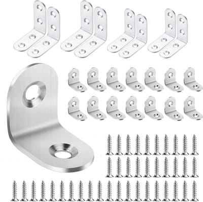 Hoekverbinders Roestvrij Staal - Metalen Bevestigingen - Meubel Reparatie - 90 Graden L-Vorm - 16 x 50 mm - Zilver