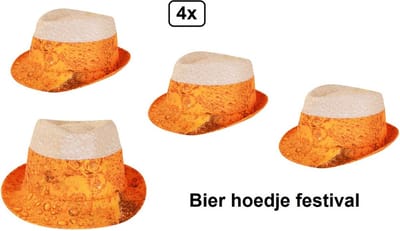 4x Festival Bier hoedje - thema feest bierfeest terras festival apres ski biertje drinken fun vrijgezel strandparty
