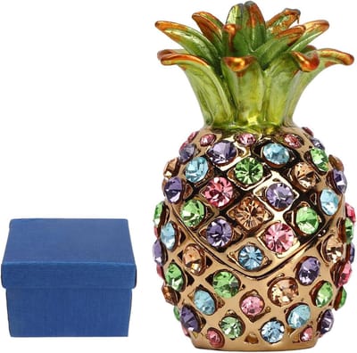 Ananas Snuisterijdoosje - Sieraden Opbergdoos - Sieraden Opbergen - Met Strass Versierd - 4.5 x 2.6 x 2.6 cm