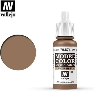Vallejo Hobbyverf Acrylverf - 70874 Model Color USA Tan Earth - Acryl Verf flesje - 17 ml
