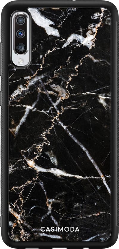 Casimoda® hoesje - Geschikt voor Samsung Galaxy A70 - Marmer Zwart - Zwart TPU Backcover - Marmer - Zwart