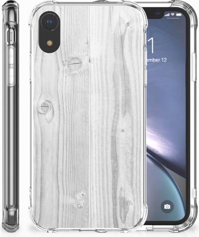 Apple iPhone Xr Stevig Telefoonhoesje White Wood
