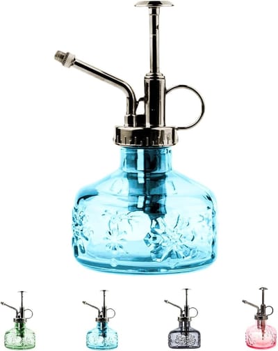 Glas Plantensproeier - Vintage Sproei Fles met Bronzen Dop - Voor Binnenplanten en Vetplanten - Lange Fles voor Nauwkeurig Watergeven