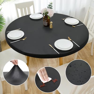 Rond Tafelkleed - Beschermhoes - Bescherming Tafel - Dubbele Elastische Pasvorm - 36-99 cm - Zwart