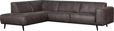 WOOOD Statement Hoekbank Links - Lederlook - Donkergrijs - 77x274x210