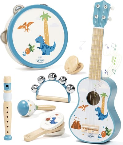 Houten Gitaar - Kindermuziekinstrument - Muziek ontdekken - Lichtgewicht ontwerp - 44 x 25 cm