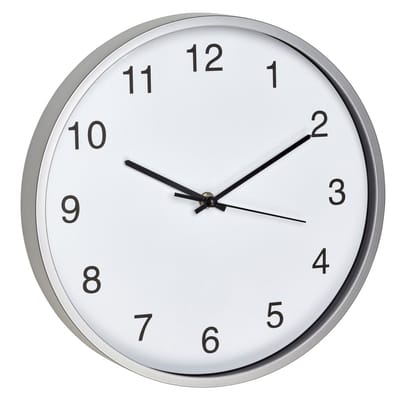 TFA Wandklok - zilver - D30 cm - glas/kunststof - muur klok - rond