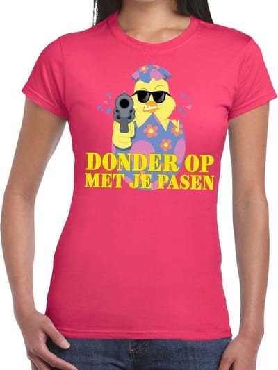 Fout Paas t-shirt roze donder op met je Pasen voor dames - Pasen shirt S