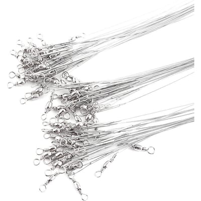 60 x Stalen Vislokaas er Staaldraad Loodlijn 152025cm Visdraad Gereedschapsset(Zilver) white