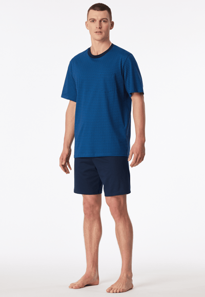Korte pyjama met borstzak, blauw met patroon - Comfort Essentials 48