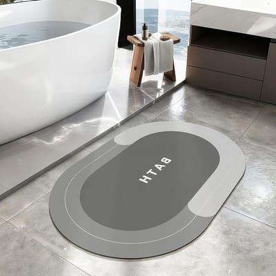 Absorberende Badmat voor Douche, Antislip en Wasbaar, Sneldrogend, Ideaal voor Badkamer en Voetmat (Grijs, 40x60cm)