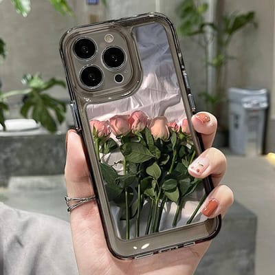 Coque de téléphone à motif de fleur de rose pour iPhone 14 Pro, coque pour iPhone 11, 16 Pro, 13, 12, 15 Pro Max, XR, XS, X, 7, 8, SE, souple et transparente, antichoc For iPhone 15Pro Max gray