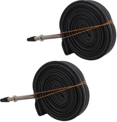 Dailygoods- Fietsbinnenbanden 700x23C - Butylrubber - Franse klep 48/60 mm - Set van 2 - Voor MTB/racefiets - Schokbestendig en comfortabel rijden - Buitenband