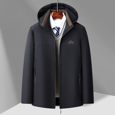 Nieuwe Winter Heren Casual Warmte Katoen-gevulde Jas Mannen Papa Middelbare Leeftijd Zakelijke Mannenjas Verdikt en Warm. 5XL marineblauwe kleur