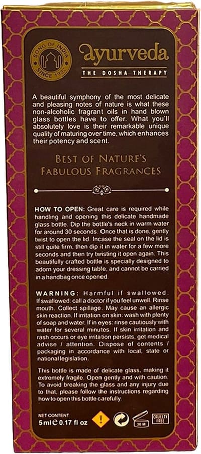 Song of India - Song of India - Patchouli Noir - Ayurveda parfumolie in handgeblazen glazen flesje - 5 ml