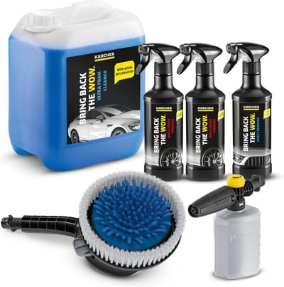 Kärcher WB 130 wasborstel Hogedrukreiniger accessoire - Autoreiniger 5L - Foam jet FJ 6 - Insectenverwijderaar 500ml (1x) - Velgenreiniger Premium RM 667 (2x)
