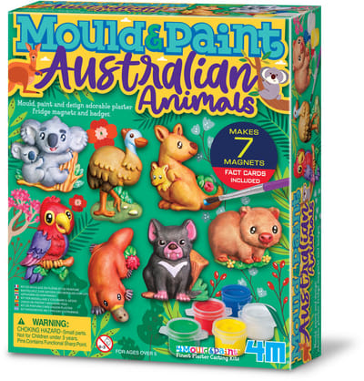 4M Knutselen - Giet En Verf - Australische Dieren - 7 Magneten - Creatief Speelgoed - 5 Jaar