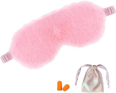 Gezellig Pluizig Oogmasker met Reiszakje en Oordopjes - Perfect voor Ontspanning en Reizen