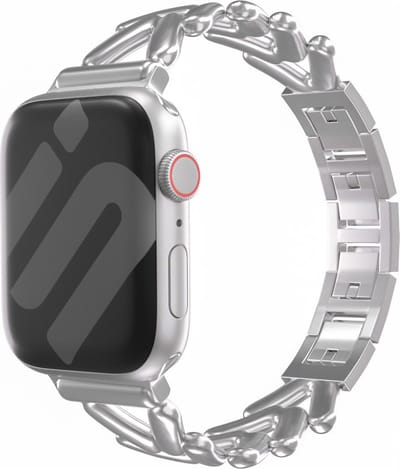 Strap-it Stalen V-type bandje - geschikt voor Apple Watch Series 1/2/3/4/5/6/7/8/9/10/11/SE/SE2/SE3 - Uniek staal/metalen bandje voor iWatch maat: 38 / 40 / 41 / 42mm - zilver