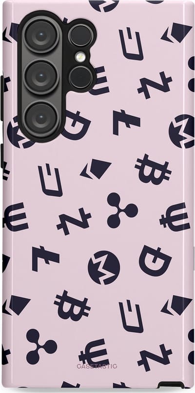 Casetastic Hoesje Geschikt voor Samsung S23 Ultra - Stijlvolle Beschermende Duo-layer Case - Crypto flow