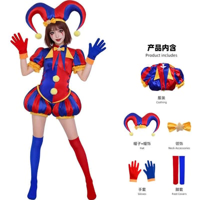 Het Verbazingwekkende Digitale Circus Pomni Cosplay Kostuum Dames Clown Nar Outfit Volledige Set Halloween Carnaval Podium Verkleedkostuum S blue