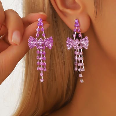 2 stuks Damesmode en Elegantie Kleurrijke Strik Kwast Oorbellen Reis Carnaval Banket Feest Vakantie Aankleding Cadeaus
