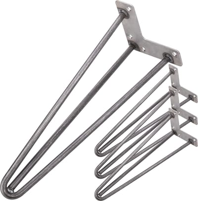 PrimeMatik - Poten voor tafel en meubels vintage stijl stalen poten 3 palen 41 cm 4-pack